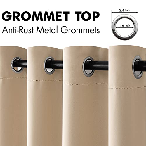 Beige Blackout Bedroom Curtains Drapes 80 Inch Long 52"x80" (Beige / 52"W x 80"L (Pack of 2))
