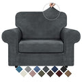 Velvet Stretch 2 Pieces Chair Sofa Slipcovers Washable (Small / Dark Grey)