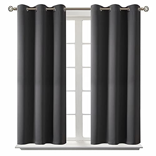 Blackout Curtains for Bedroom (Dark Grey / 38"W x 54"L (Pack of 2))