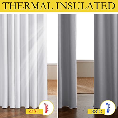 100% Absolutely Blackout Linen Curtains with Thermal Insulated White Liner (52"W x 48"L (Pack of 2) / White)