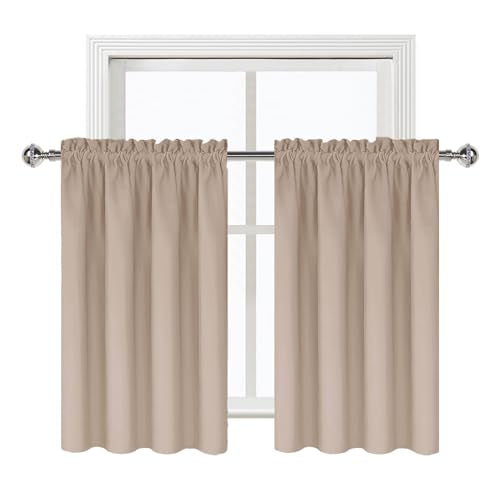 Short Blackout Curtains 42 x 36 Inch Long for Kitchen RV Bunk Camel (Camel / 42"W x 36"L (Pack of 2))