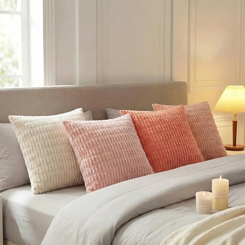 4 Packs Decorative Throw Pillow Covers for Living Room Couch Bed (26" x 26" (Pack of 4) / Pink Series)