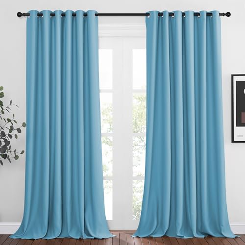 Room Darkening Extra Long Curtains (Teal Blue / 80"W x 108"L (Pack of 2))