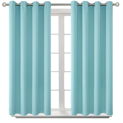 Baby Blue Blackout Curtains for Bedroom 45 Inch Long (Baby Blue / 52"W x 45"L (Pack of 2))