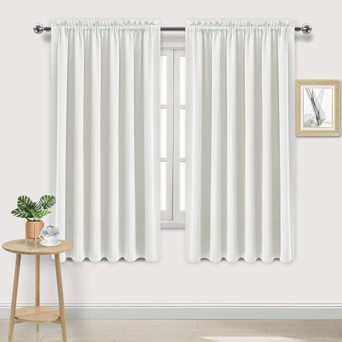 Wide Blackout Curtains for Bedroom Living Room 70 x 72 Inch Long Ivory (Ivory / 70"W x 72"L (Pack of 2))