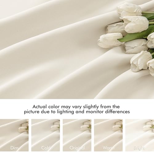Beige White Back Tab Blackout Curtains 52x63 Inches Long 2 Panel Set (Beige White / 52"W x 63"L (Pack of 2))