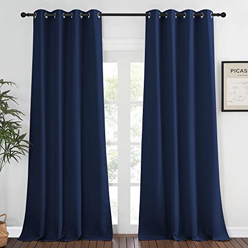 Blackout Navy Blue Curtains 120 inch Length (Navy / 52"W x 120"L (Pack of 1))