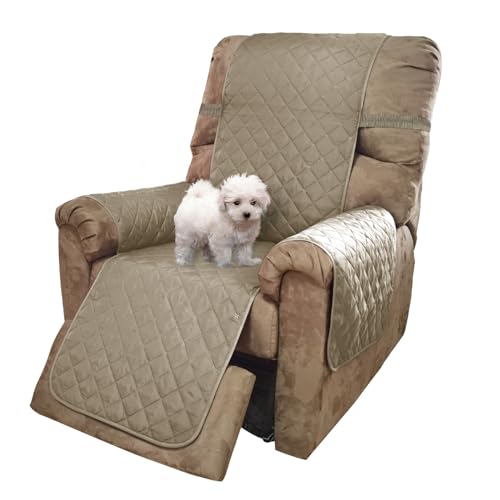 Reversible Recliner Chair Covers (Khaki/Light Grey / 28''recliner-oversized)