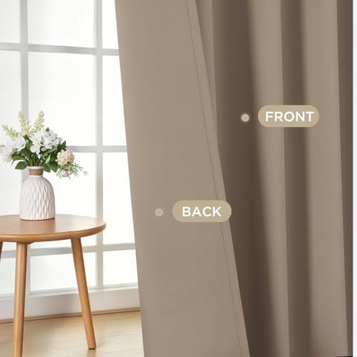 Blackout Curtains for Bedroom 84 inch Long 2 Panels (Khaki / 52"W x 84"L (Pack of 2))