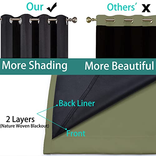 Sage Blackout Curtains 84 Inches Long for Bedroom 42" Wide 2 Panel (42"W x 84"L (Pack of 2) / Sage Green)