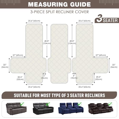 100% Waterproof Recliner Sofa Cover (Taupe / 3 Seater Standard)