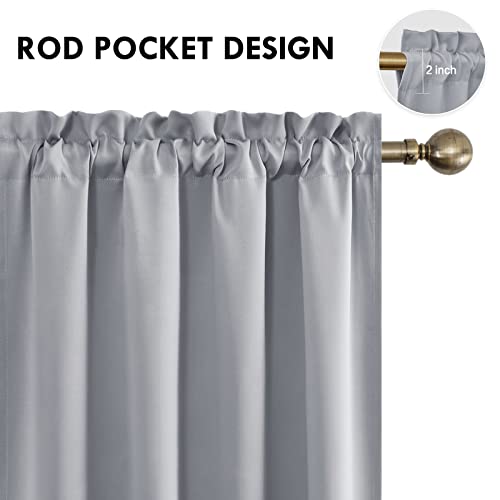 Blackout Curtains for Bedroom Living Room 52 x 54 Inch Long 2 Panels (Silver Grey / 52"W x 54"L (Pack of 2))