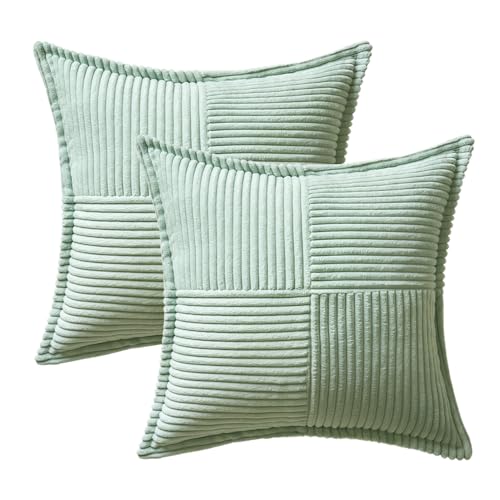 Decorative Throw Pillow Covers for Couch 18x18 Inch Mint Green (Mint Green / 18" x 18" (Pack of 2))