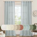 Linen Blended Curtains for Bedroom Living Room (Greyish Blue / 38"W x 84"L (Pack of 2))