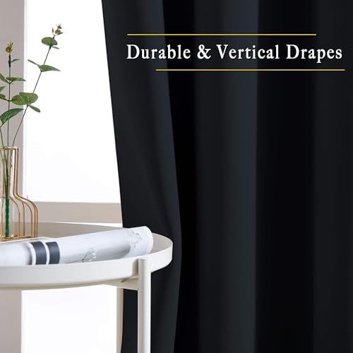 Black Out Curtains for Bedroom 84 Inches Long (Black / 52"W x 84"L (Pack of 2))