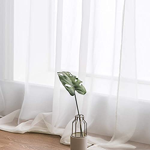 2 Panels Sheer Curtains for Living Room 54 X 90 Inches Ivory (Ivory / 54"W x 90"L (Pack of 2))