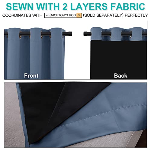 100% Blackout Curtains 84 inches Long (Stone Blue / 70"W x 84"L (Pack of 2))