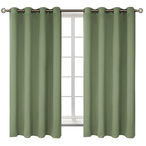 Grass Green Blackout Curtains for Bedroom 63 Inch Long (Grass Green / 52"W x 63"L (Pack of 2))