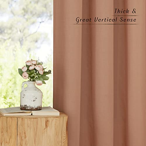 Terracotta Linen Kitchen Curtains 36 inch Length (Terracotta / 55"W x 36"L (Pack of 2))