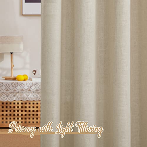 Light Filtering Linen Curtains 84 inch Long 2 Panels Set (52"W x 84"L (Pack of 2) / Linen Taupe)