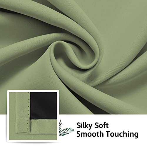 Sage 100% Blackout Curtains Room Darkening Living Room 63 Inch (Sage / 42"W x 63"L (Pack of 2))