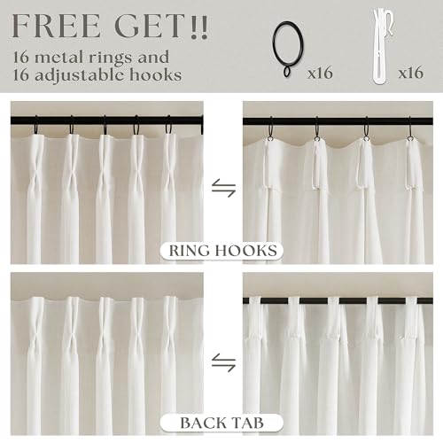 Pinch Pleated Linen 36 Inch Length Kitchen Curtains 2 Panels Set (Natural / 40"W x 36"L (Pack of 2))