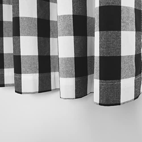 Buffalo Check Plaid Valances Gingham 1 Pack Tiers Rod Pocket Black and White Farmhouse Short Curtains For Windows Treatment Decor Small Curtains Over Sink For Kitchen (54"W x 10"L (Pack of 1) / Black and White)