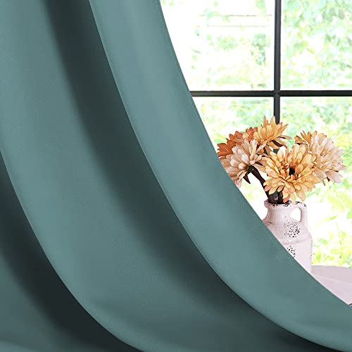 Modern Blackout Curtains Noise Reducing (Greyish Blue / 42"W x 72"L (Pack of 2))