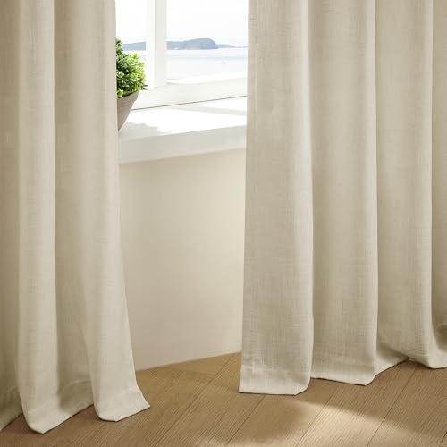 Extra Wide Pinch Pleat 100 x 96 Inch Linen Semi Sheer Curtains 1 Panel (Linen / 100"W x 96"L (Pack of 1))