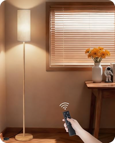 Wooden Textured Pole Lamp (Beige and Wooden)
