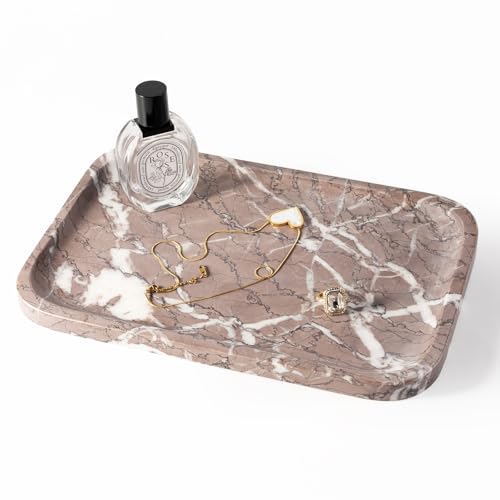 Marble Tray 12"x8" Marble Vanity Tray for Countertop Bathroom Kitchen Dresser (Purple)