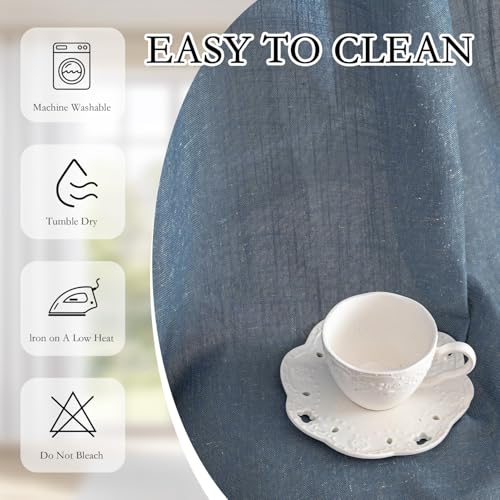 Living Room Curtains 90 Inches Long Farmhouse Light Filtering Privacy Curtain Drapes for Patio Door (50"W x 90"L (Pack of 2) / Dusty Blue-new)