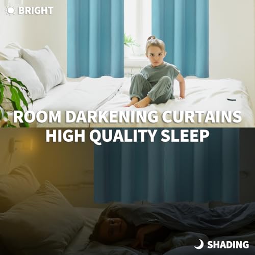 Aqua Blue Room Darkening Curtains 63 Inch for Bedroom (Aqua / 70"W x 63"L (Pack of 2))
