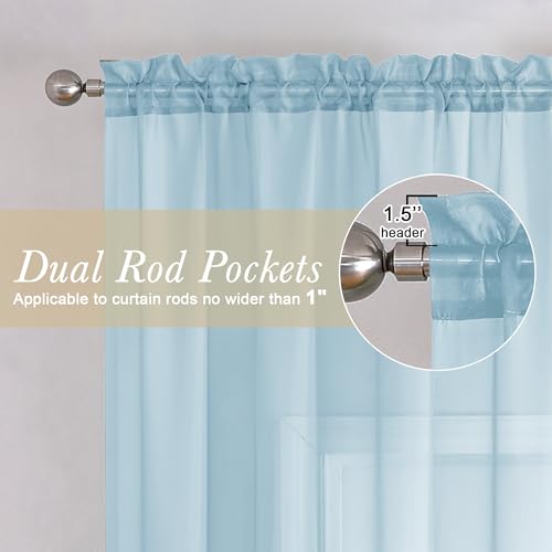 Sky Blue Sheer Curtains 90 Inches Long 2 Panels (Sky Blue / 42"W x 90"L (Pack of 2))