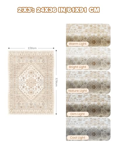 2x3 Entryway Rug Washable Rug Runner for Kitchen (Cream/Beige / 2' x 3' (Runner))