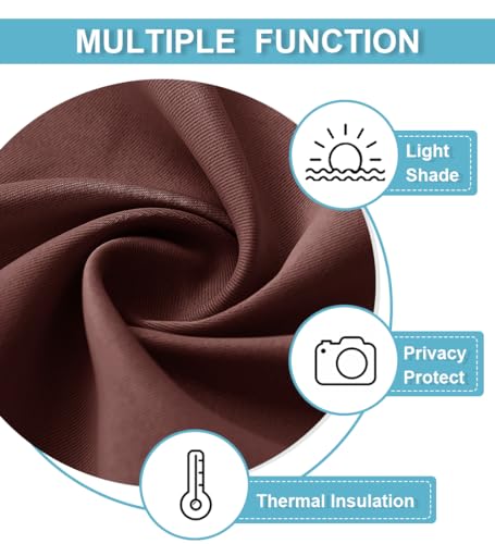 Blackout Curtains for Bedroom Living Room Nursery 63 inches Long (Chocolate Brown / 42"W x 63"L (Pack of 2))