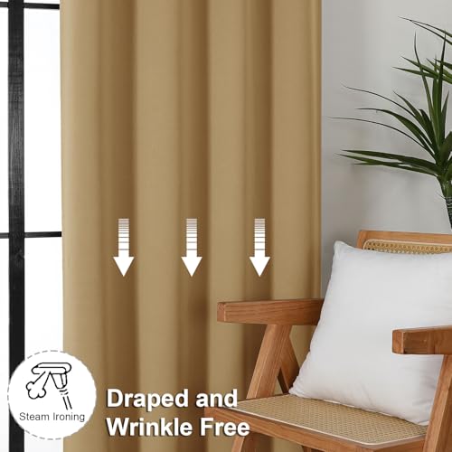 Ava Gold Blackout Curtains for Bedroom 84 Inch Length 2 Panels Set (Gold / 40"W x 84"L (Pack of 2))