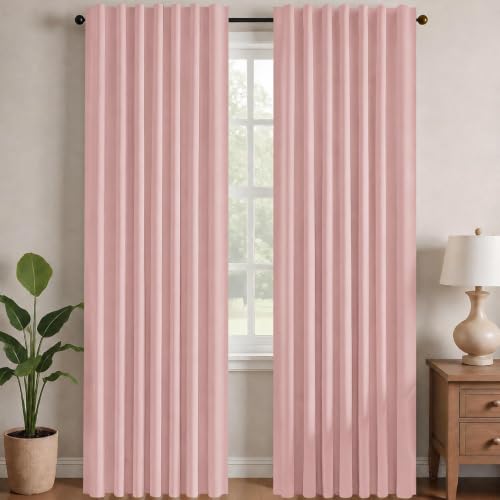 Blackout Curtains for Bedroom (Coral Pink / 52"W x 45"L (Pack of 2))