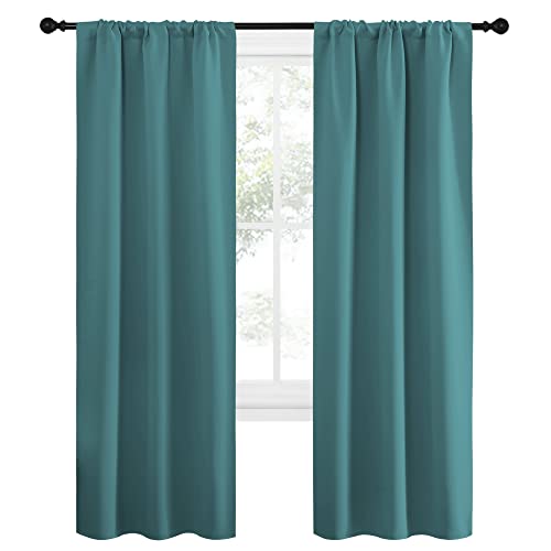Blackout Curtains for Living Curtains (Sea Teal / 34"W x 72"L (Pack of 2))