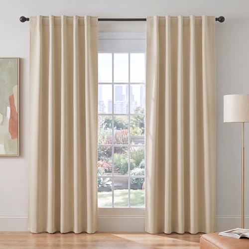 Blackout Curtains Thermal Insulated Window Treatment Panels Room Darkening Shade Drapes for Living Room Back Tab (Biscotti Beige / 42"W x 84"L (Pack of 2))