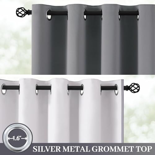 100% Blackout Curtains W100xL84 inch Black Sliding Door Drapes (Grey / 100"W x 84"L (Pack of 1))