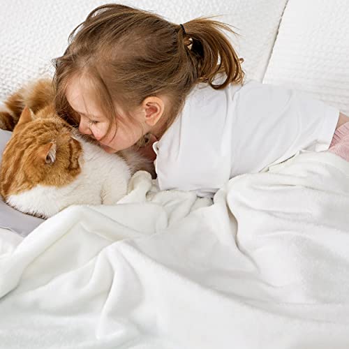 GentleSoft Bedding Fleece Blanket for Girls and Boys (04 - White / Kids (43" x 55"))
