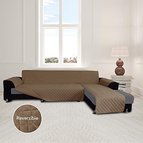 Reversible L Shape Sectional Couch Cover (Small / Camel/Camel)