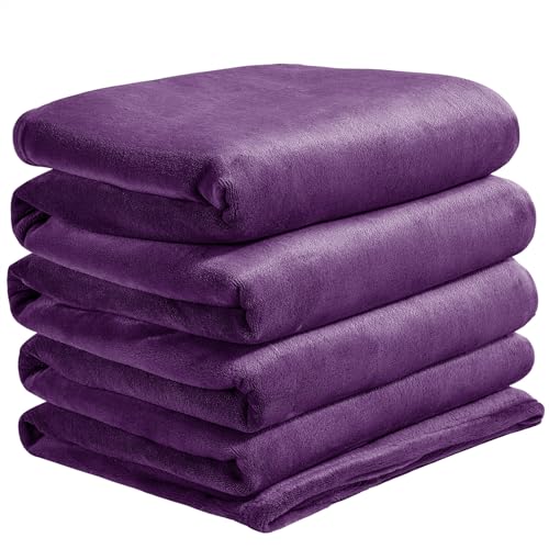 Fleece Blanket Soft Plush Oversized Bed Blanket Purple 120"x120" (Purple / Oversized King(120"x120"))