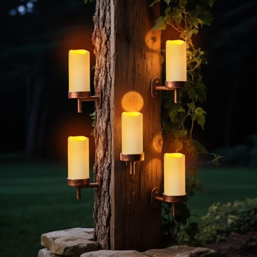 Flameless Candles 4" 5" 6" Outdoor Indoor Pillars Battery Operated Flickering Candles Include 10 (Ivory Candle - Warm light / 3"D x 6" H - 12 Pack)