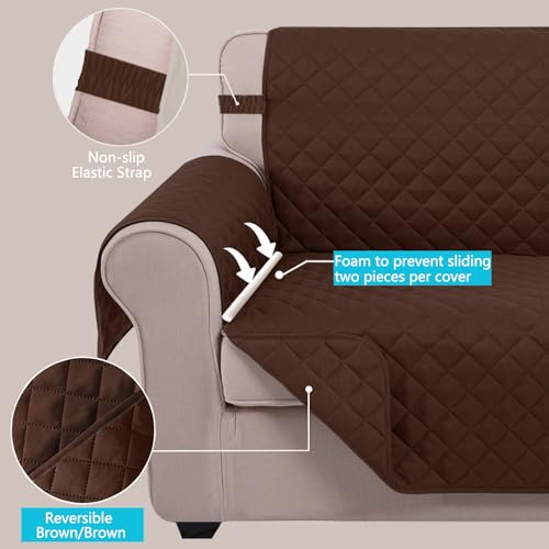 Reversible Recliner Chair Covers (Brown/Brown / 28''recliner-oversized)