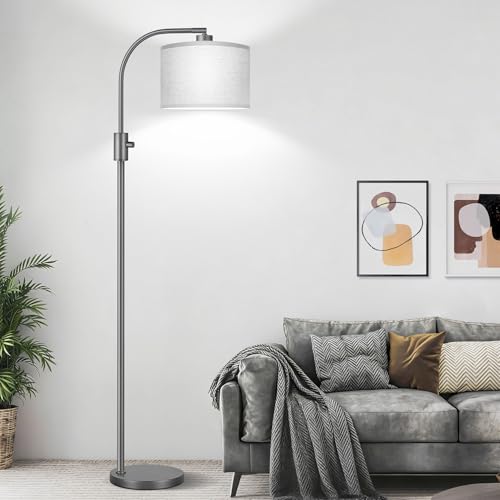 Upgraded Modern Arc Dimmable Tall Standing Floor Lamp with Gray Shade (Gray-Gray Shade)