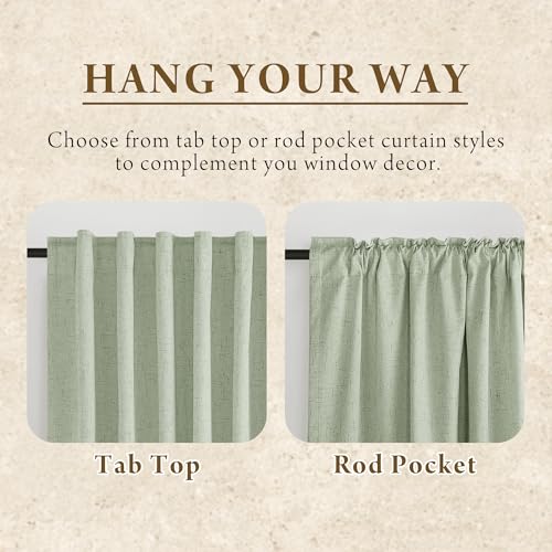 100% Blackout Sage Green Linen Curtains (Z - Sage Green / 52"W x 108"L (Pack of 2))