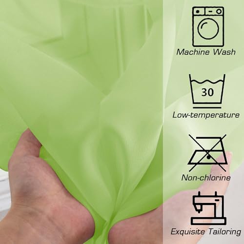 Lime Sheer Curtains for Bedroom Living Room 90 Inches Long (Lime Green / 42"W x 90"L (Pack of 2))