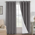 100% Blackout Linen Curtains 108" L 2 Panels Grey (Grey / 52"W x 108"L (Pack of 2))